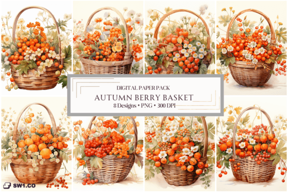 Autumn Berry Basket Backgrounds for Seasonal Projects