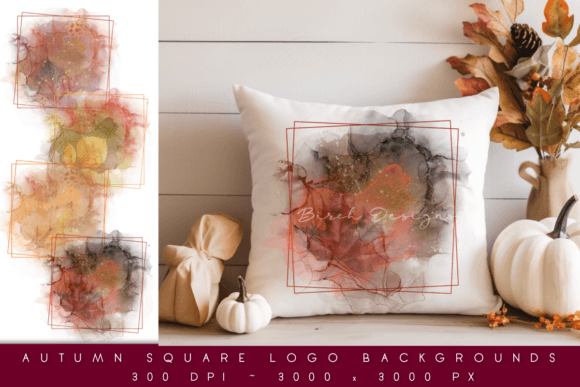 Autumn Square Logo Backgrounds Set of 4: Capturing Seasonal Warmth