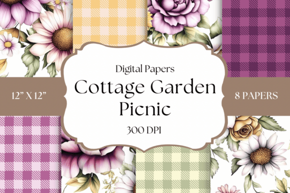 Cottage Garden Picnic Backgrounds: A Digital Paper Collection