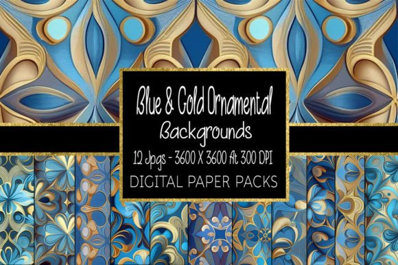 Elevate Your Projects with Blue and Gold Ornamental Backgrounds