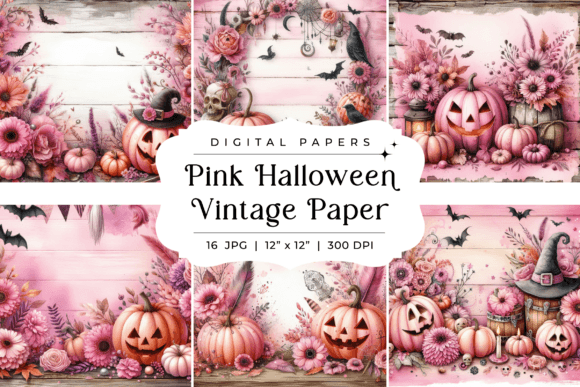 Embrace a Softly Spooky Aesthetic with Pink Halloween Vintage Paper Backgrounds