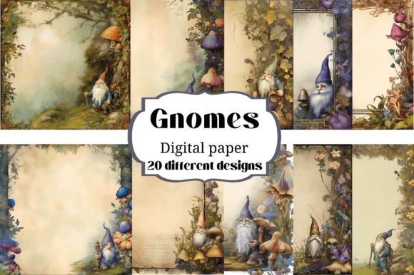 Enchant Your Creations with Forest Gnomes Digital Paper