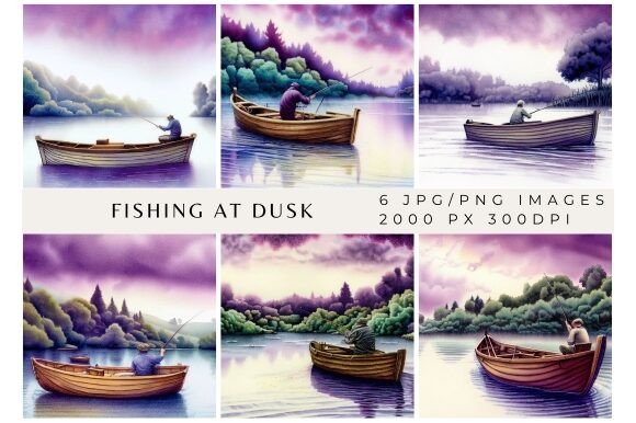 Fishing at Dusk: Evoking Serenity in Your Digital Projects