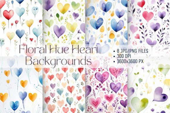 Floral Hue Heart Backgrounds: A Watercolor Canvas for Your Creativity
