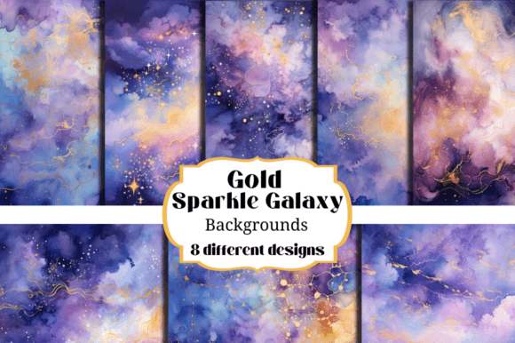 Gold Sparkle Clouds Galaxy Backgrounds for Designers