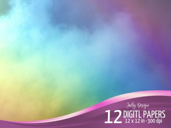 Infuse Projects with Ethereal Beauty: Rainbow Fog Fantasy Backgrounds Set