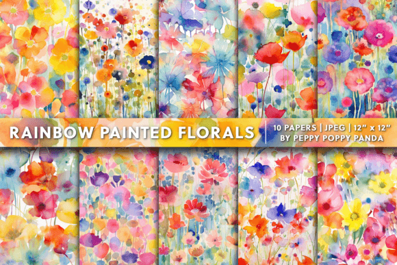 Infusing Joy: Working with Rainbow Painted Florals Backgrounds