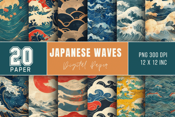 Japanese Waves Backgrounds Bundle: Design Meets Tradition