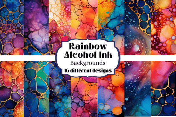 Rainbow Alcohol Ink Backgrounds Set 3: Vibrant Digital Assets
