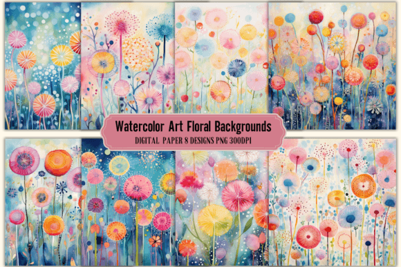 Watercolor Art Floral Backgrounds: Digital Design Essentials