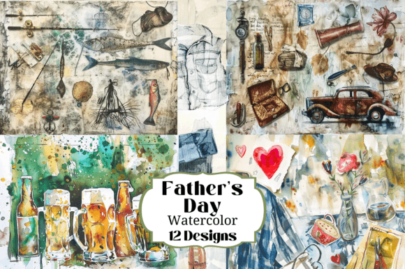 Watercolor Dad Father's Day Backgrounds for Creative Projects