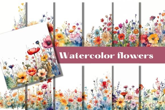 Watercolor FLORAL BORDER BACKGROUNDS: A Versatile Design Toolkit