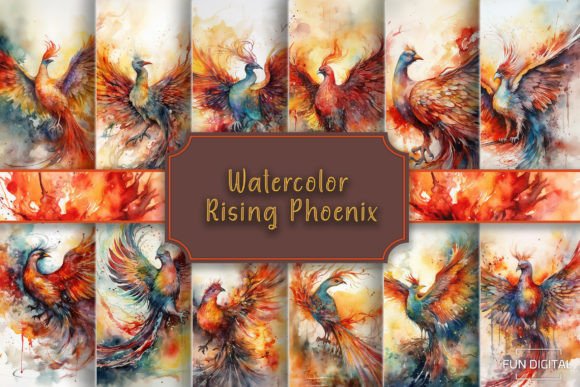 Watercolor Rising Phoenix Backgrounds: Ignite Your Designs